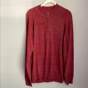 New Johnnie-O Men's Malibu Red Mott 1/4 Zip Pullover Cotton Sweater Size Large